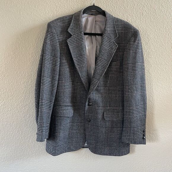 HILDRETH & HERRICKS Sport Cost Men’s 40 Grey Houndstooth Wool Blazer Jacket - Picture 1 of 16